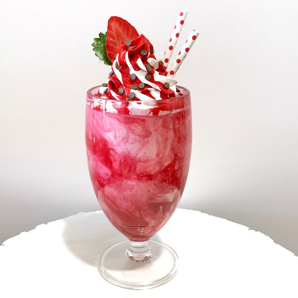 Handmade Faux Strawberry Milkshake.